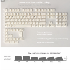 IOAOI BEIGE 126-Keys Cherry Profile PBT Keycap Sets