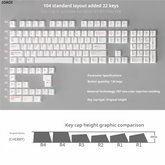 IOAOI WHITE 126-Keys Cherry Profile PBT Keycap Sets