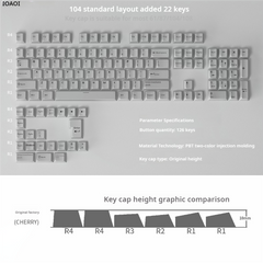 IOAOI GREY 126-Keys Cherry Profile PBT Keycap Sets
