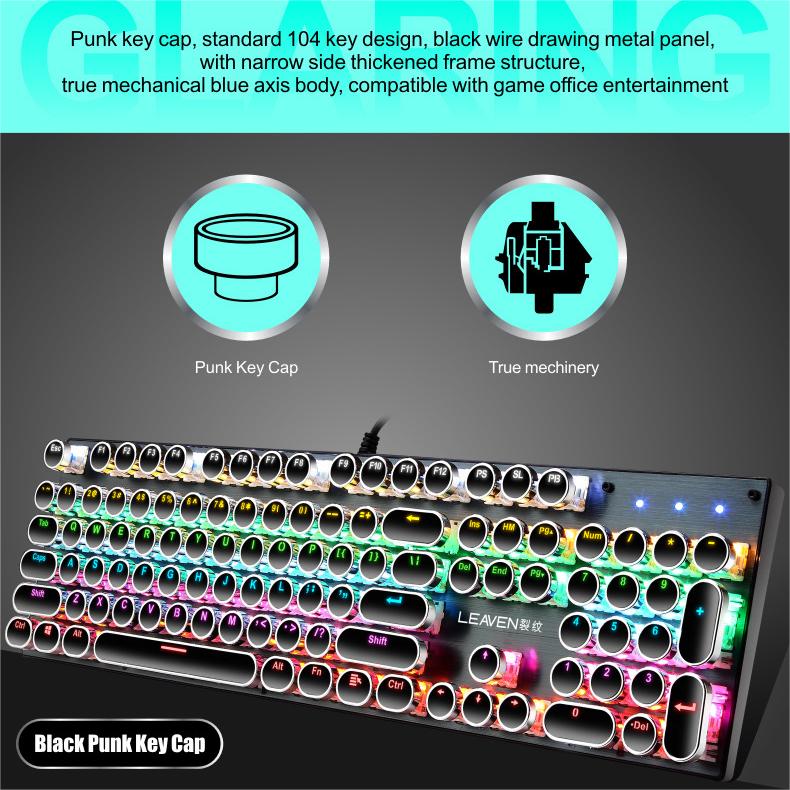 IOAOI K104 Punk RGB Wired Mechanical Keyboard