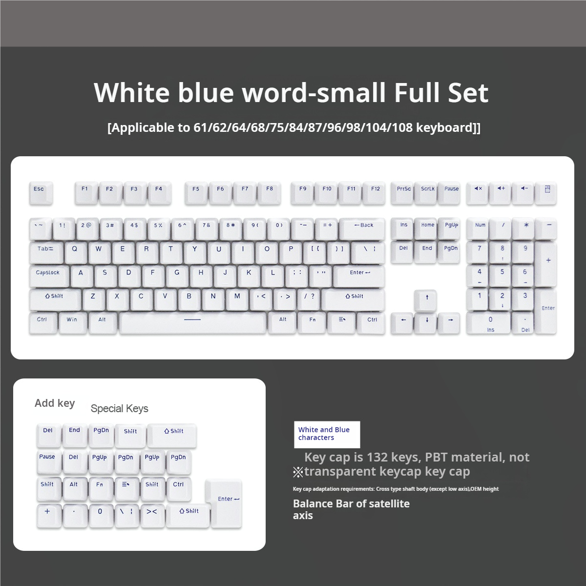 IOAOI  Sky 132-Keys OEM Profile PBT Keycap Sets