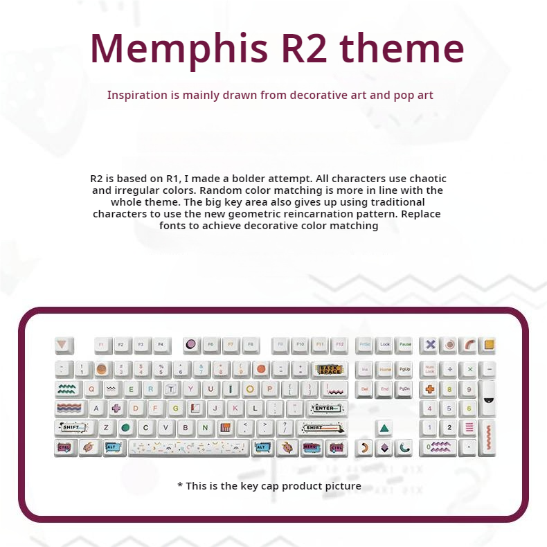 IOAOI  Memphis R2 104-Keys OEM Profile PBT Keycap Sets