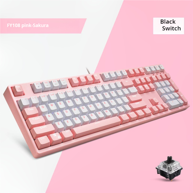 IOAOI K108 Pink-Sakura RGB Wired Mechanical Keyboard