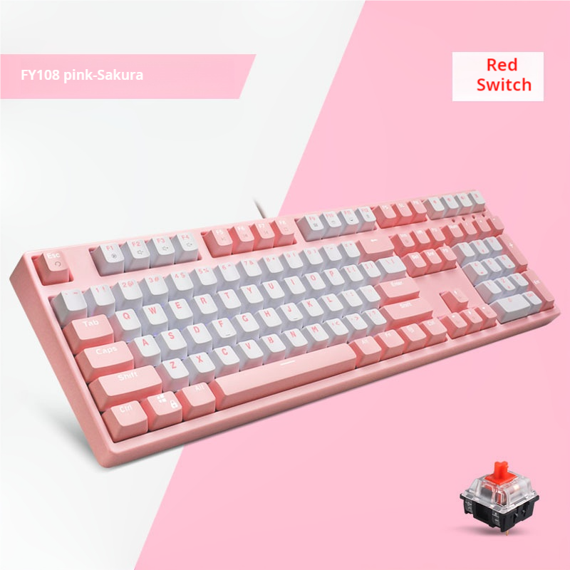 IOAOI K108 Pink-Sakura RGB Wired Mechanical Keyboard