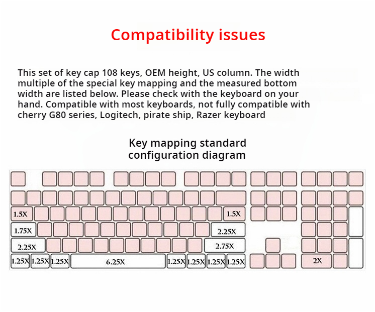 IOAOI  Chalk Cover 108-Keys OEM Profile PBT Keycap Sets