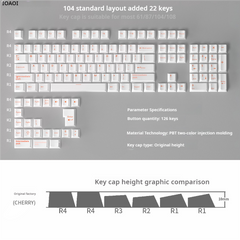 IOAOI  WHITE 126-Keys Cherry Profile PBT Keycap Sets