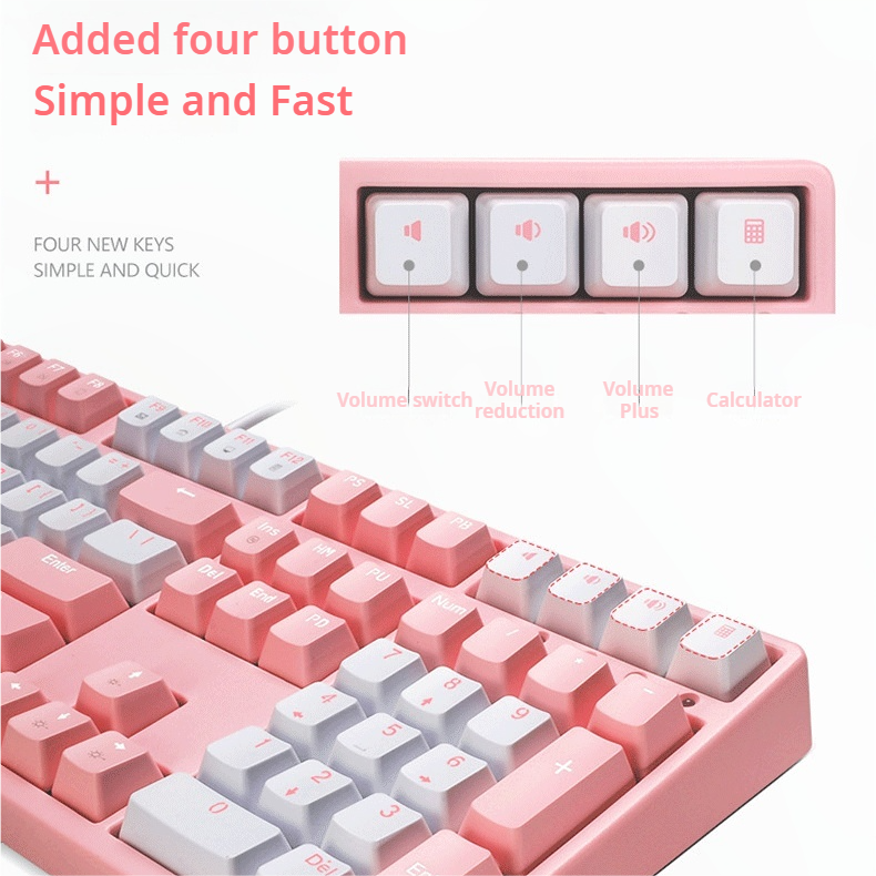 IOAOI K108 Pink-Sakura RGB Wired Mechanical Keyboard