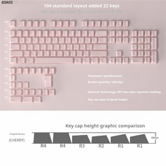 IOAOI  PINK 126-Keys Cherry Profile PBT Keycap Sets